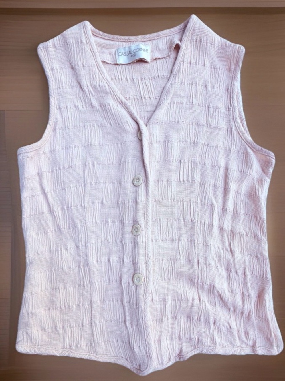 VINTAGE Casual Corner Textured Vest L 35”x22.5” Button Front Coastal Vibe 90’s